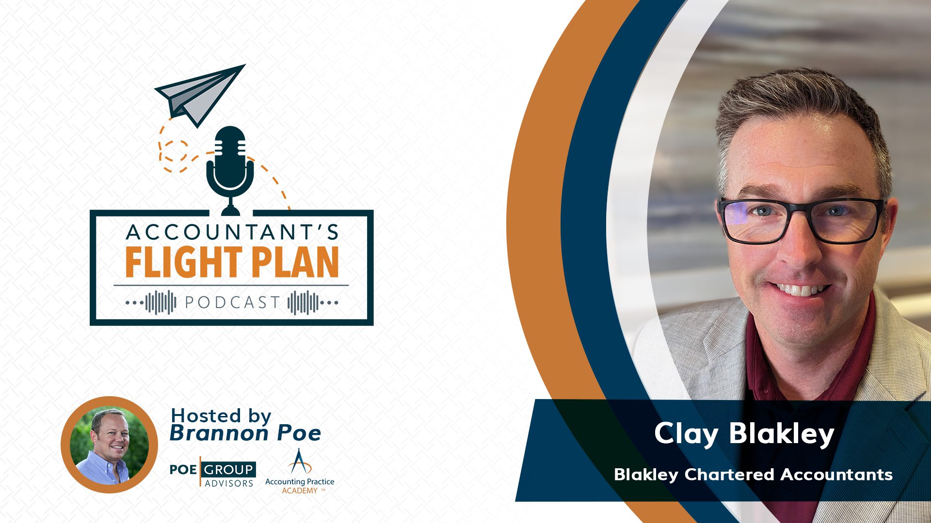 Accountant's Flight Plan Podcast logo with Clay Blakely headshot
